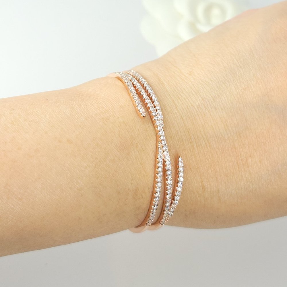NEW Chic Sparkle Pave CZ Cuff Bracelet - Picture 5 of 6